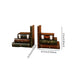 European-Style Faux Book Bookends with Drawers — Wooden Pair