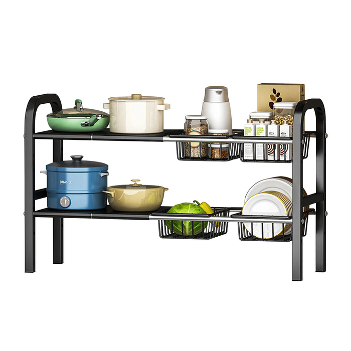 2-Tier Expandable Under-Cabinet Organiser – Adjustable Under-Sink Storage for Kitchen & Bathroom
