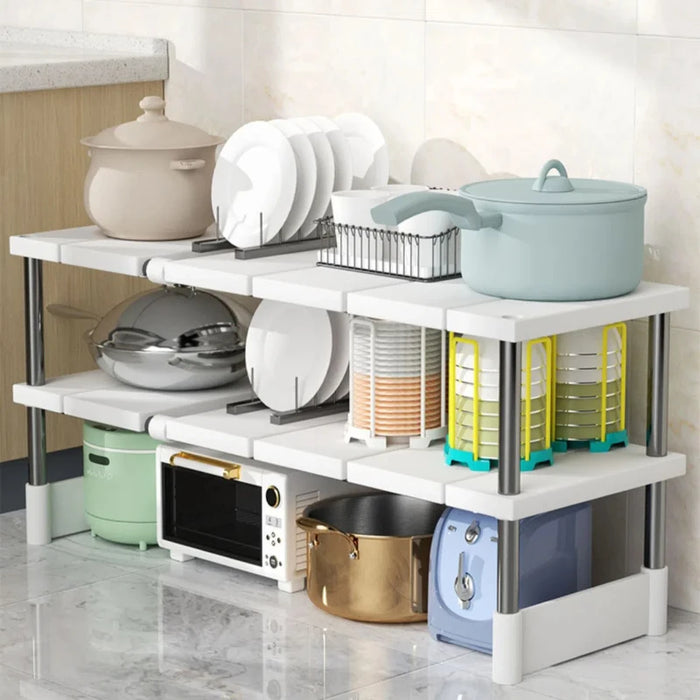 Retractable Under-Sink 2-Layer Cabinet Shelf — Multipurpose Kitchen & Bathroom Organiser