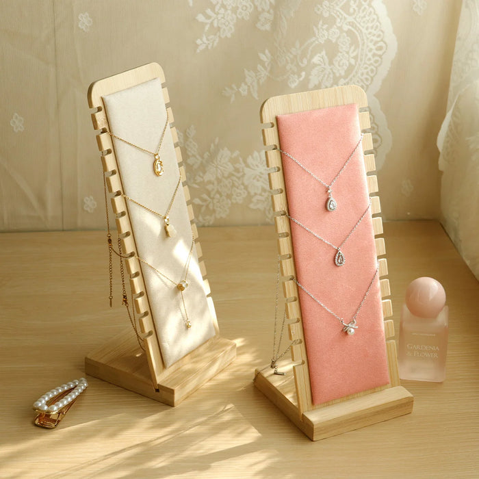 Bamboo Jewellery Display Stand — Large Capacity Necklace & Bracelet Rack (Desktop)