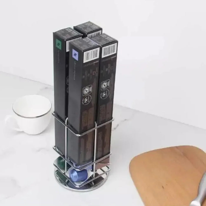 Rotating Nespresso Pod Holder — 20-Capsule Coffee Rack (Gold)