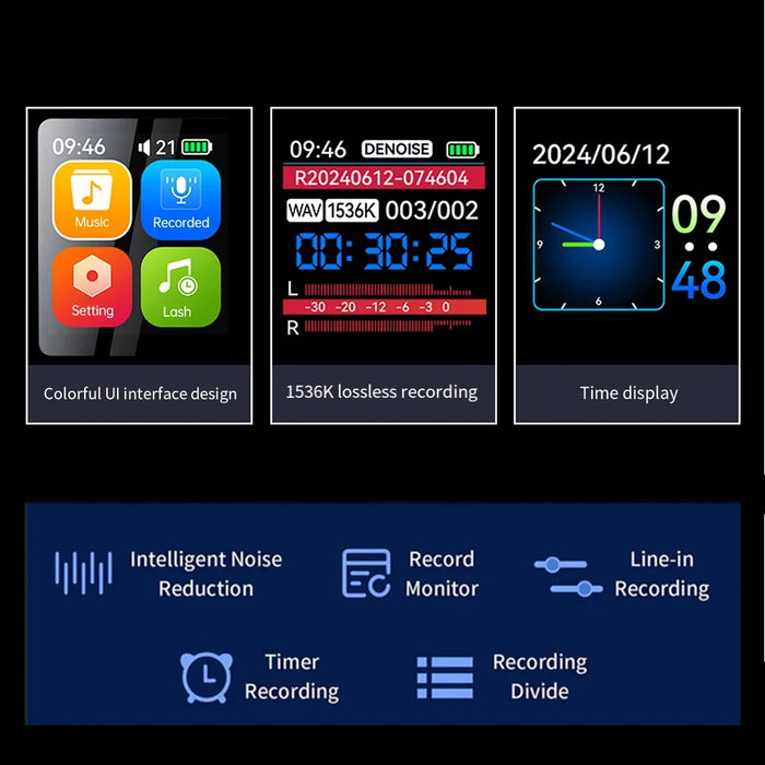 SU7 Digital Voice Recorder — 1536kbps WAV, Voice‑Activated, Up to 72 hrs