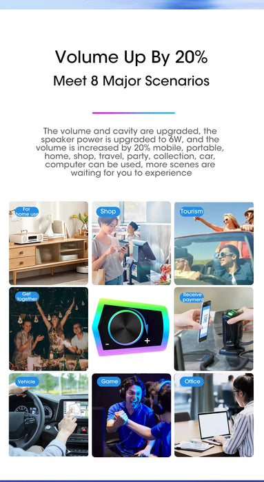 4D Bluetooth 5.0 Computer Soundbar — USB-Powered Stereo with RGB Lights