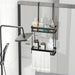 QH Dual-Tier Shower Caddy — Metal & Plastic Bathroom Shelf (Wall or Over-Door)