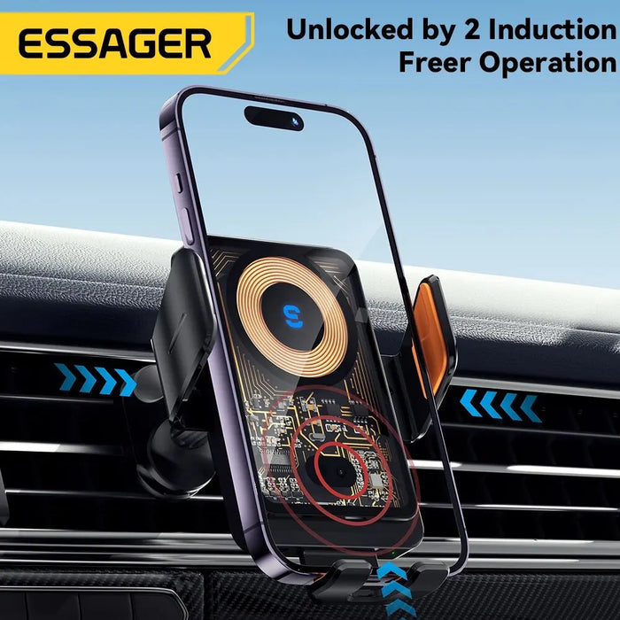 15W Qi Wireless Car Charger Vent Mount — Phone Holder for iPhone & Samsung