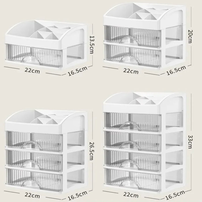 PP 5-Layer Drawer Makeup Storage Box – Multi-layer Cosmetic Organiser (White / Pink)