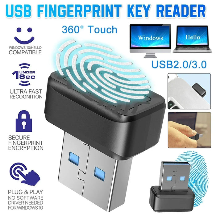 USB Fingerprint Key Reader for Windows Hello (Windows 10/11) — Biometric USB Security Key