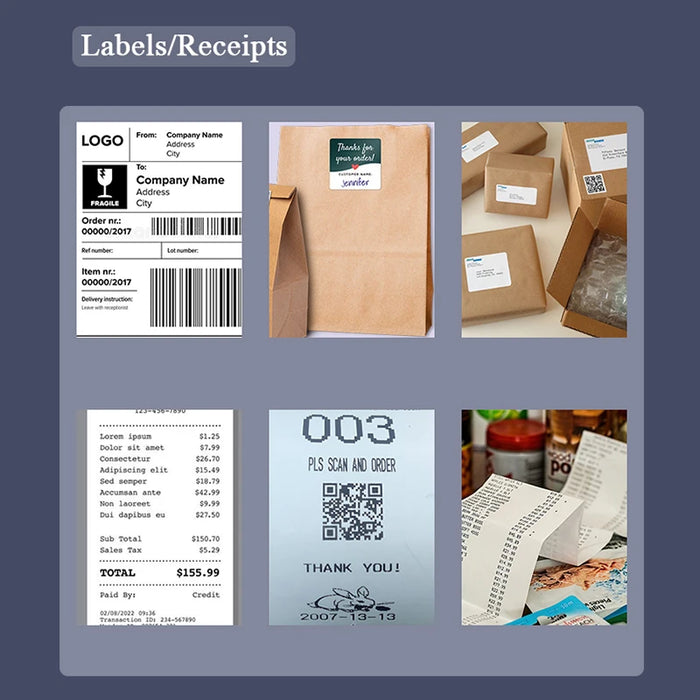 Portable 80mm Thermal Label & Receipt Printer — USB, Wi‑Fi & Bluetooth (iOS/Android/Windows)