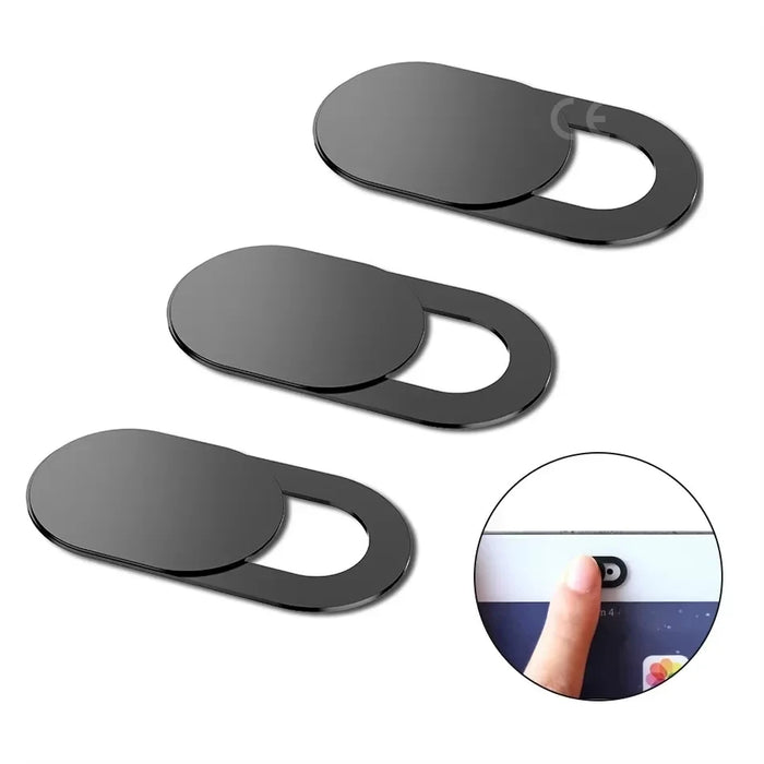 3pc Black Plastic Webcam Cover — Slide Shutter Privacy Shield for Phone, Laptop, Desktop