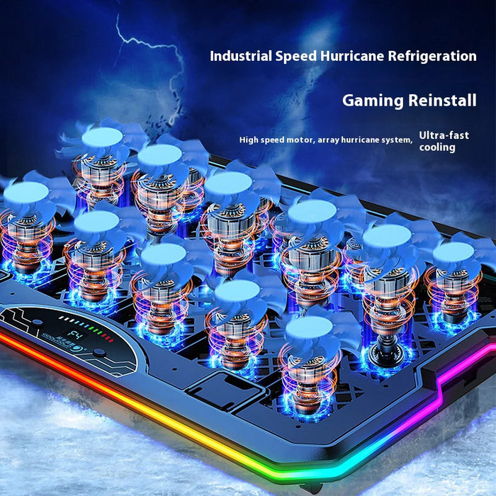 Laptop Cooler F15 with RGB, 15 Fans & USB‑C — Fits 12–17.3-inch