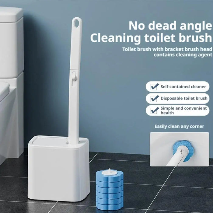 Disposable Toilet Brush Kit — Long Handle & Wall‑Mount Holder