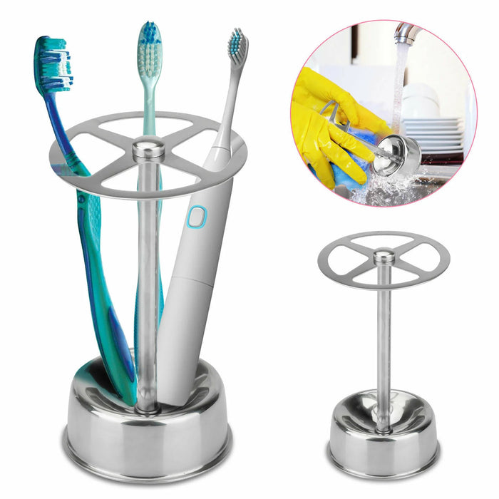 Stainless Steel 6-Slot Wall-Mounted Toothbrush & Makeup Brush Holder
