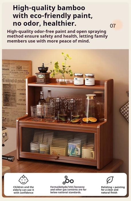 Bamboo 3-Tier Cup & Glass Organiser Shelf – Countertop Storage for Mugs & Small Spaces