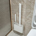 Silicone Toilet Brush with Flat Flexible Head and Wall-Mounted Holder
