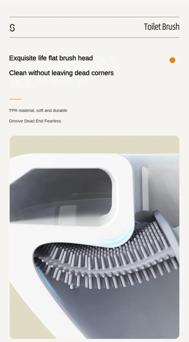 Mini Silicone Toilet Brush — Detachable Pole & Drip-Proof Holder
