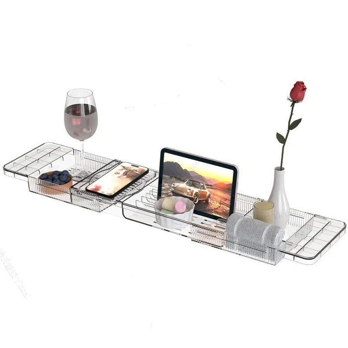 Extendable PET Bathtub Tray & Bathroom Storage Shelf — Adjustable Shower Caddy Organiser