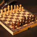 Magnetic Wooden Folding Chess Set with Felted 24 x 24 cm Board — 34 Pieces, Interior Storage