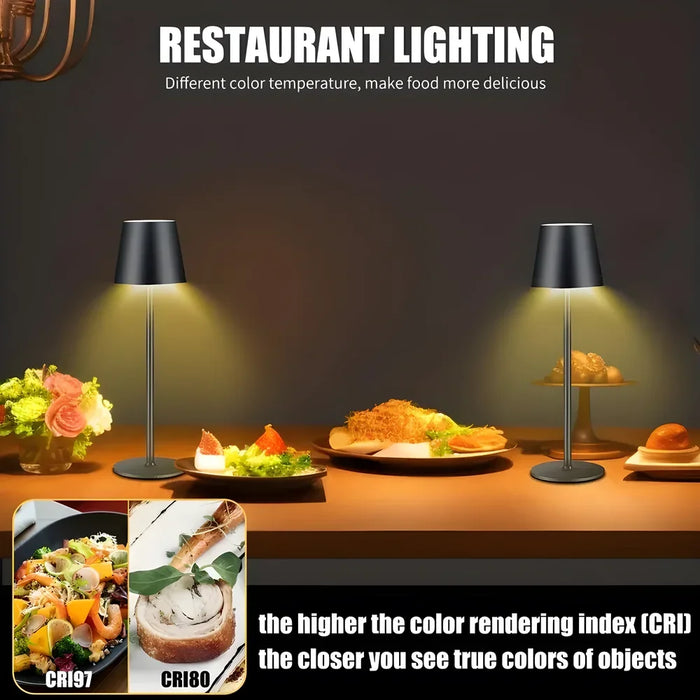 Candeeiro de Mesa Recarrregável LED - Interruptor Tátil, 3 Modos de Cor, Função Regulável - Ideal para Quarto, Sala de Estar, Bar e Iluminação Decorativa para Jantar