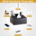 Faux Leather Tissue Box Cover with Remote Holder — Living Room & Desktop Organiser