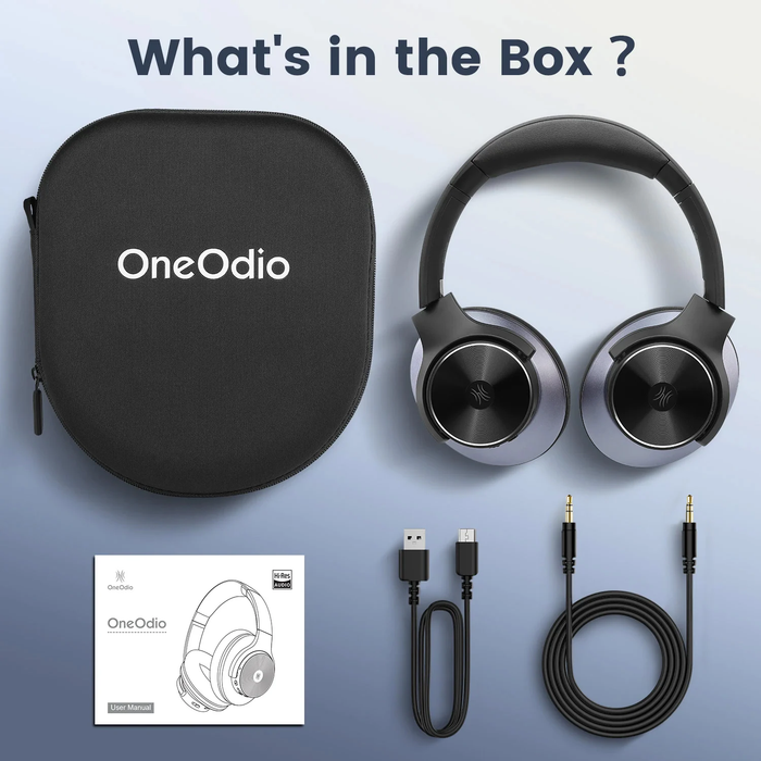 Oneodio A Series - Bluetooth 5.0 Active Noise Cancelling Wireless Headphones - Built-in Microphone, Type C Charging & Carry Case - Extended 2 Year Warranty Included