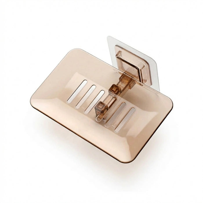 Self‑Adhesive Wall‑Mounted Soap Holder with Drain — Transparent & Colour Options