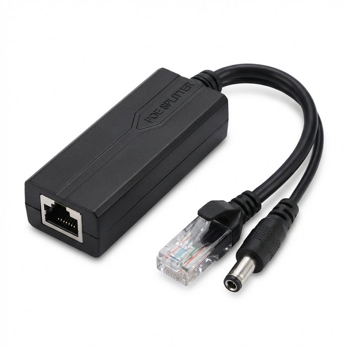 PoE Splitter 48V to 12V/5V IEEE 802.3af Power over Ethernet Adapter (Plug & Play)