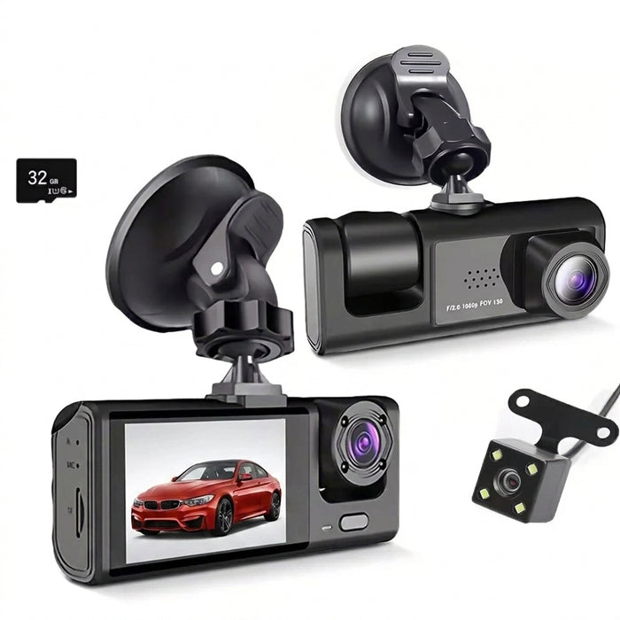 Dashcam 1080p with IR Night Vision, 2" IPS Screen, Loop Recording — 2 or 3 Camera DVR