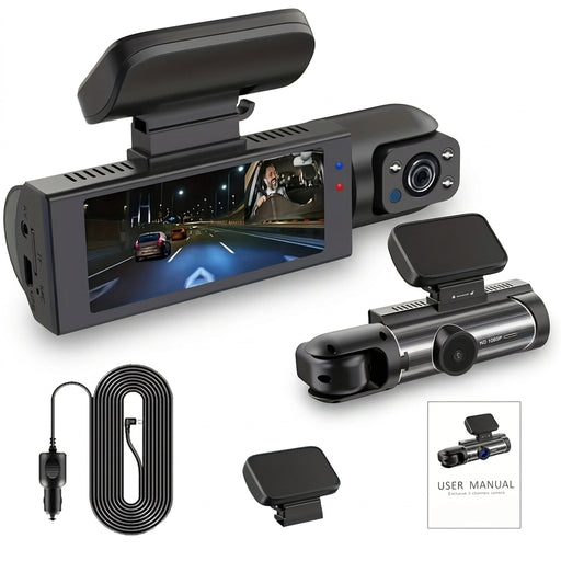 Dual-Lens Car DVR Dash Cam 1080P FHD — Front and Interior Recorder