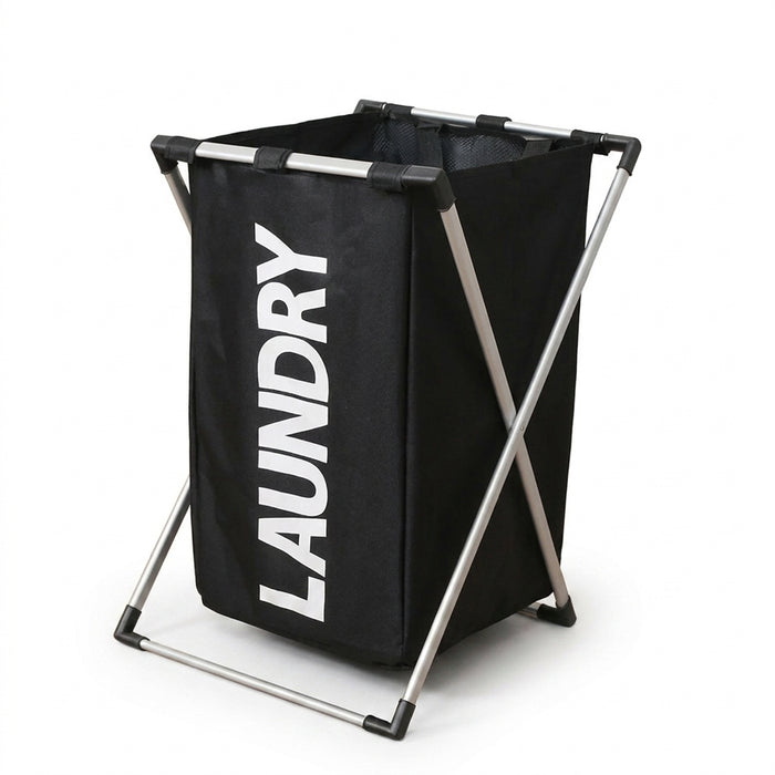 Foldable Laundry Basket with Aluminium Frame & 600D Oxford Fabric — 3‑Grid Large Capacity