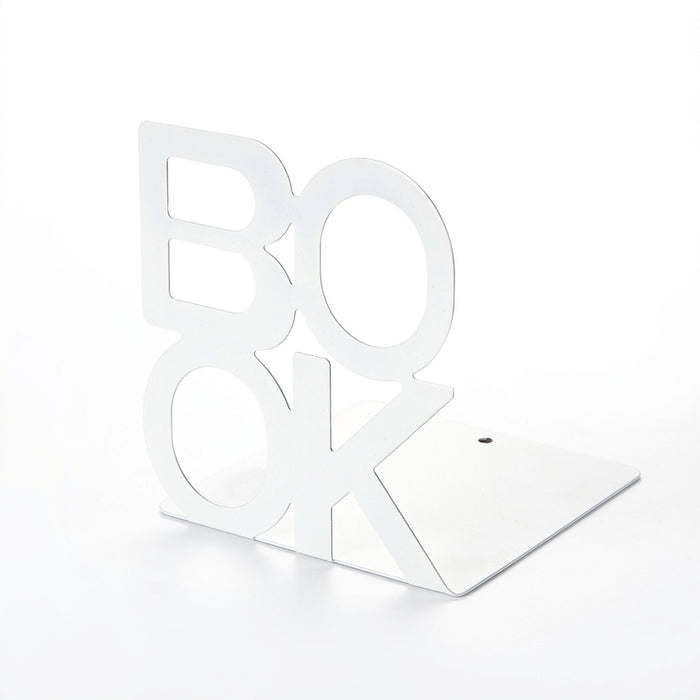 Metal L-Shaped Bookend — Non-Slip Book Support for Home, Office & Library (White/Black)
