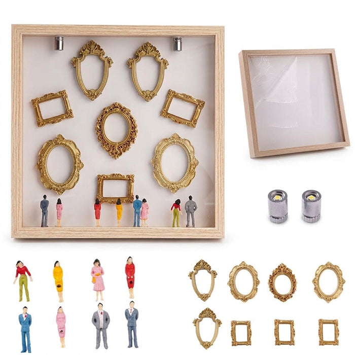 Mini Museum Silhouette Photo Box – DIY Memory Display Kit with Frames & Figurines