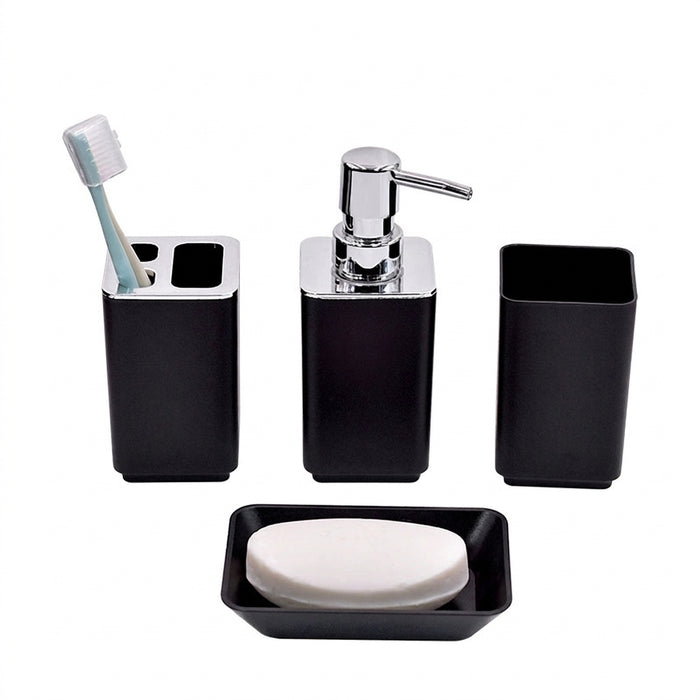 8‑Piece Bathroom Organiser Set — Soap Dispenser, Brush, Trash Can & Cup